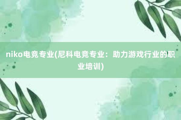 niko电竞专业(尼科电竞专业：助力游戏行业的职业培训)