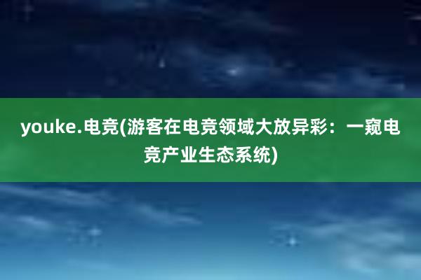 youke.电竞(游客在电竞领域大放异彩：一窥电竞产业生态系统)