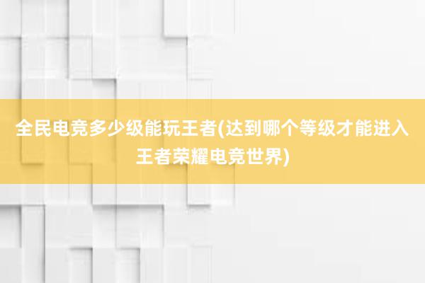 全民电竞多少级能玩王者(达到哪个等级才能进入王者荣耀电竞世界)