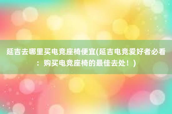 延吉去哪里买电竞座椅便宜(延吉电竞爱好者必看：购买电竞座椅的最佳去处！)