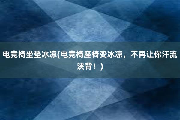 电竞椅坐垫冰凉(电竞椅座椅变冰凉，不再让你汗流浃背！)