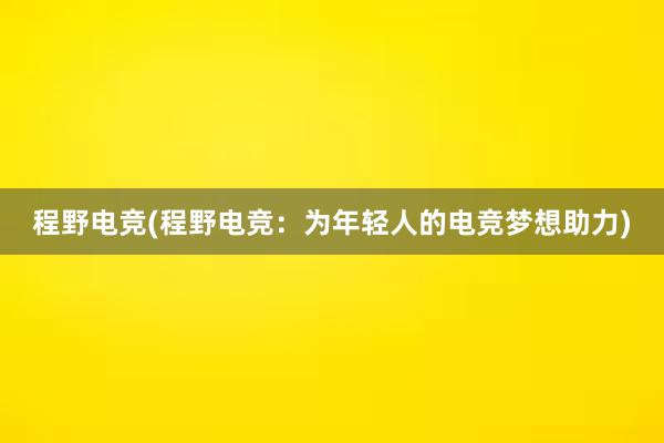 程野电竞(程野电竞：为年轻人的电竞梦想助力)