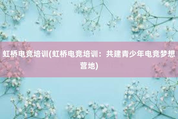 虹桥电竞培训(虹桥电竞培训：共建青少年电竞梦想营地)