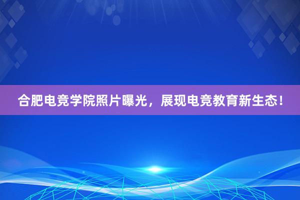 合肥电竞学院照片曝光，展现电竞教育新生态！