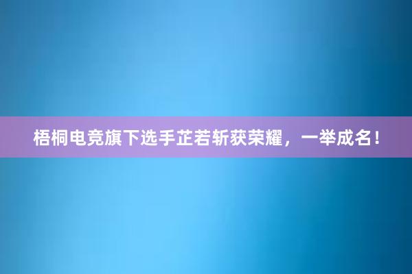 梧桐电竞旗下选手芷若斩获荣耀，一举成名！