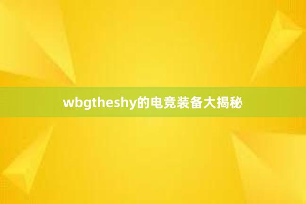 wbgtheshy的电竞装备大揭秘