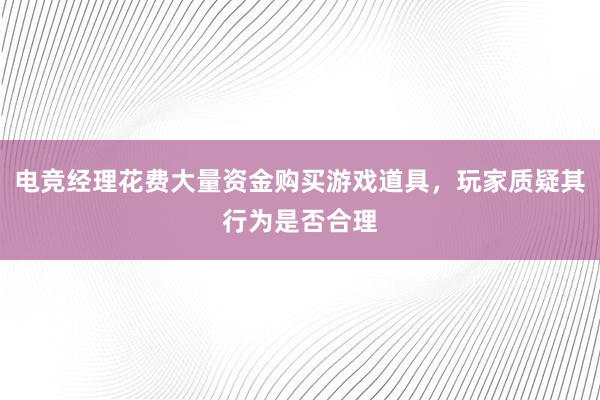 电竞经理花费大量资金购买游戏道具，玩家质疑其行为是否合理