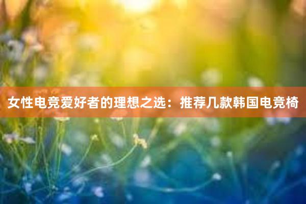 女性电竞爱好者的理想之选：推荐几款韩国电竞椅